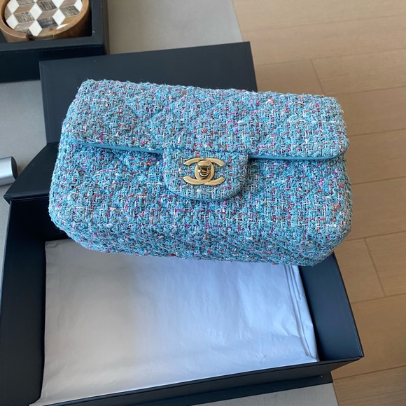 Chanel Blue Tweed Mini Flap - Picture 10 of 11